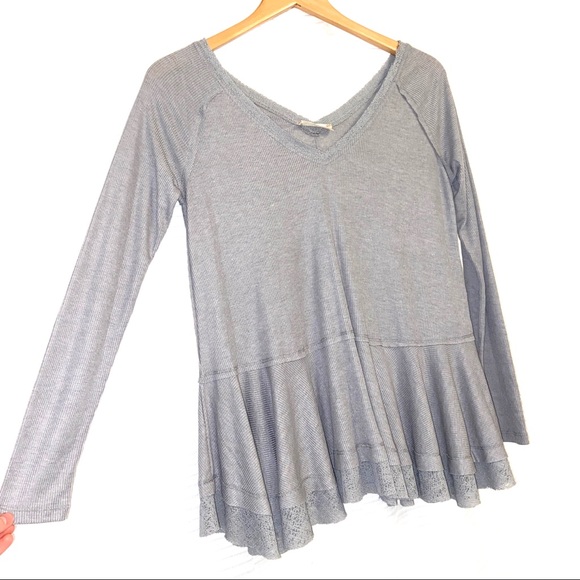 Altar'd State Tops - Altar’d state peplum bottom lace trim long sleeve